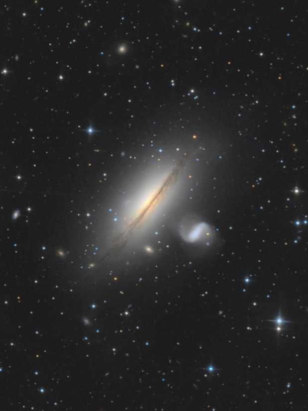 NGC 5078 and IC 879, an interacting pair of galaxies in the Centaurus Wall