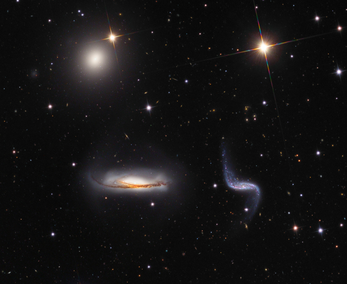 NGC 3190, NGC 3187, and NGC 3193, members of Hickson 44 in the Leo Association