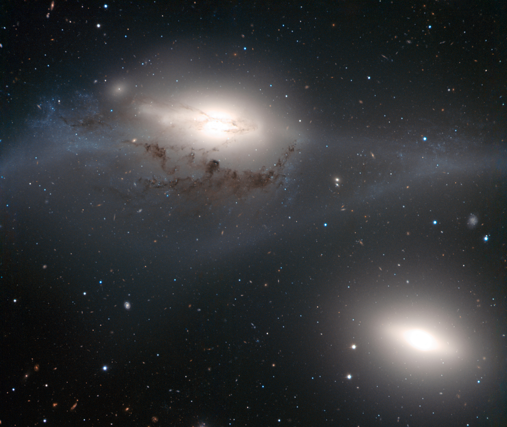 NGC 4438 and NGC 4435, known as The Eyes, an interacting galaxy pair in Markarian's Chain