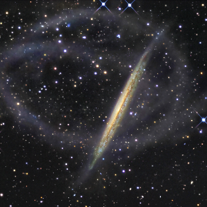NGC 5907, the Splinter Galaxy, a striking edge-on spiral galaxy in the Northern Cloud